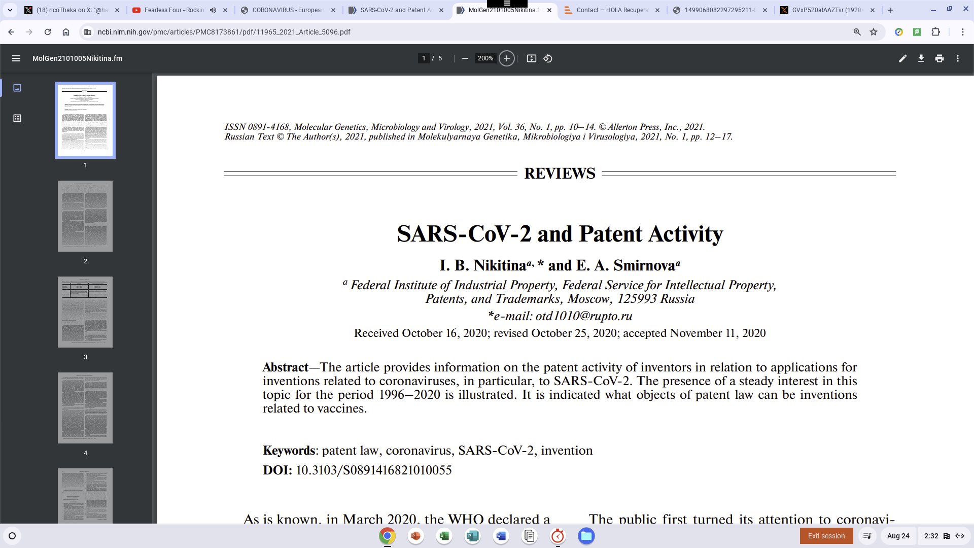 Sars-cov-2 and patent activity