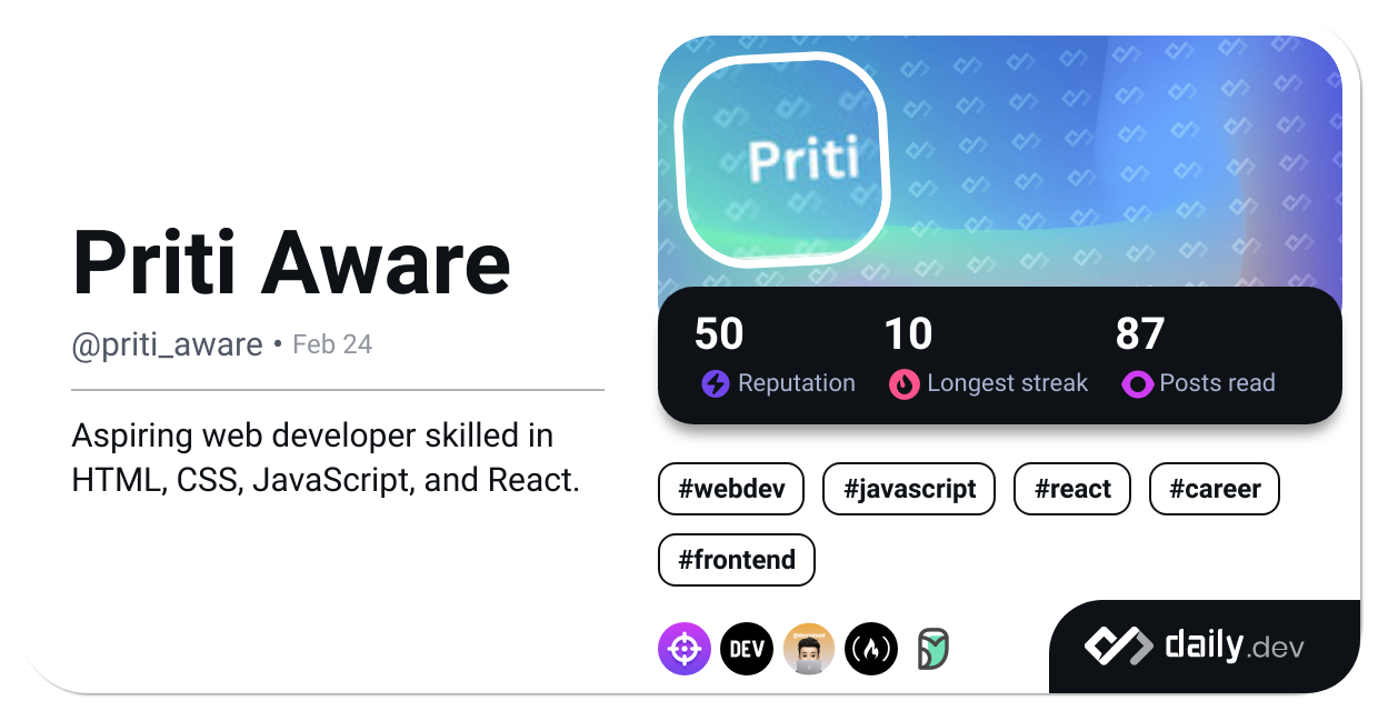 Priti Aware's Dev Card