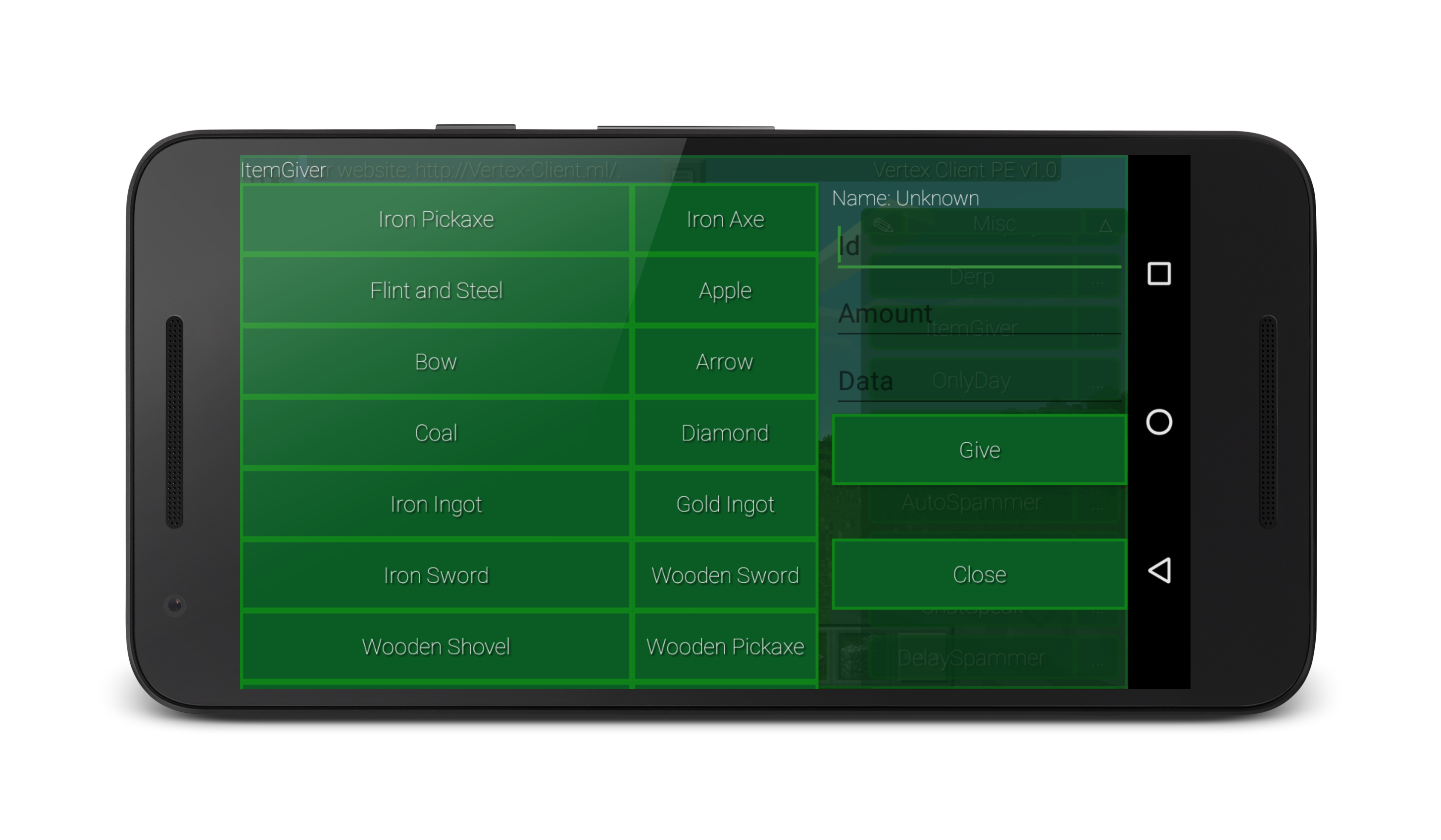 Vertex Client PE - ItemGiver