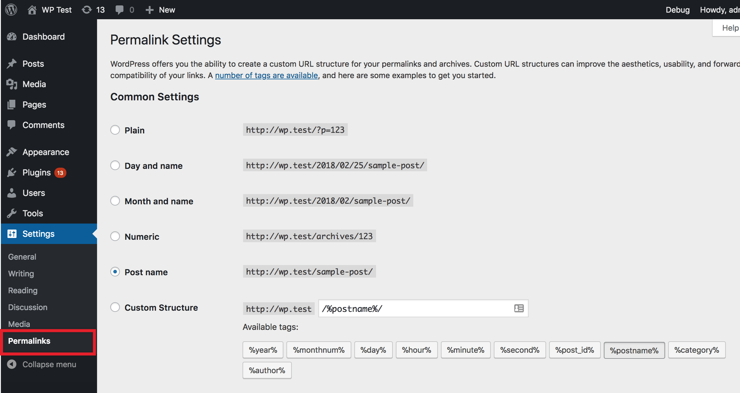 Permalinks Settings