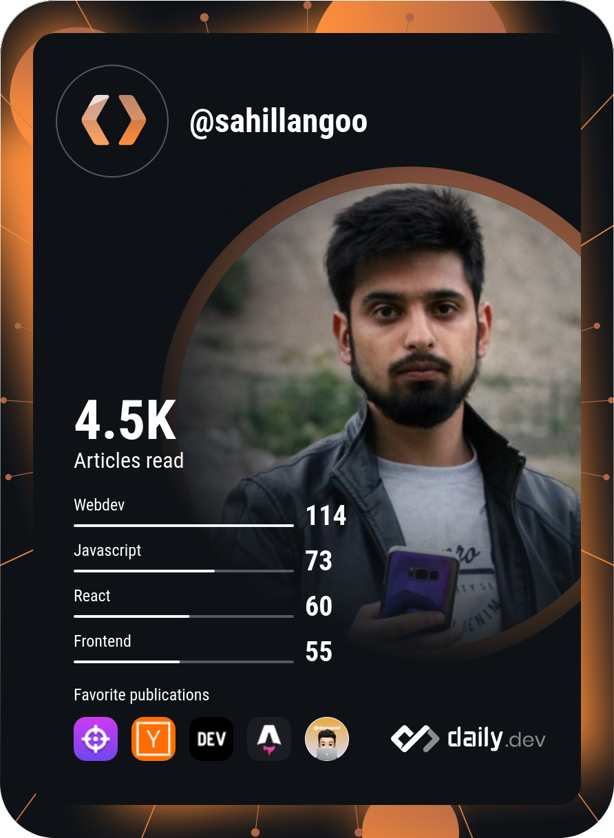 Sahil Ahmed's Dev Card