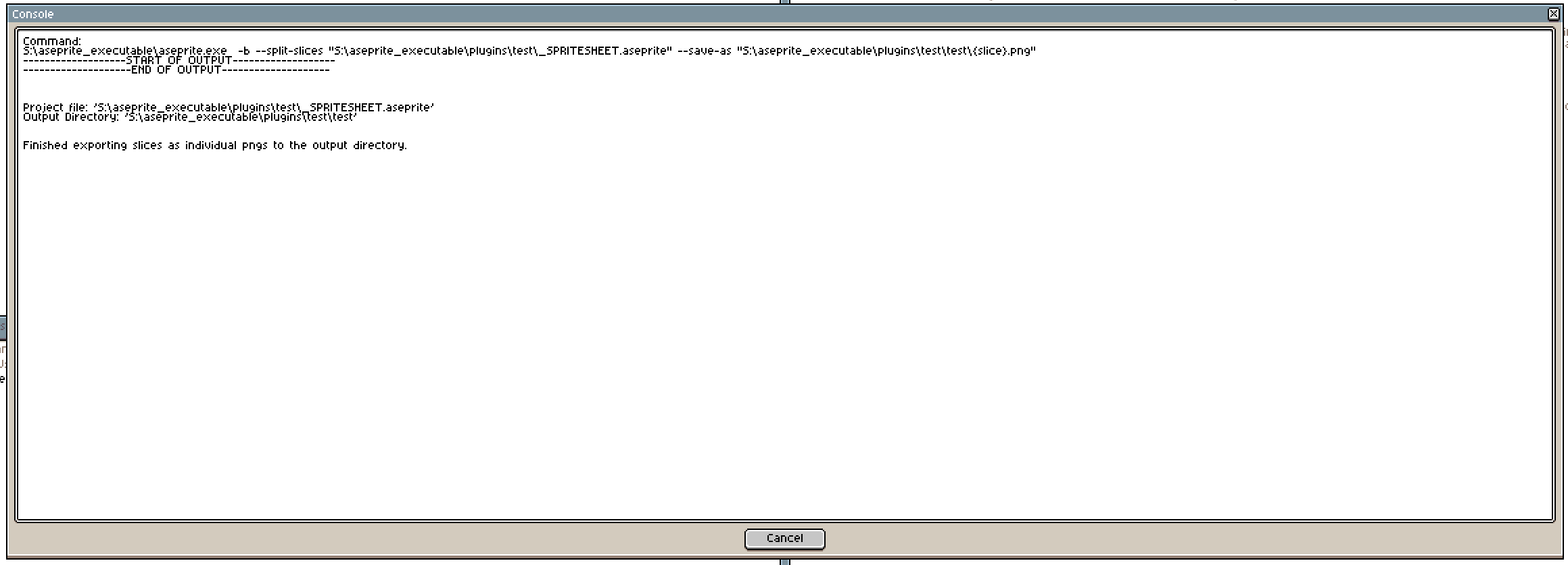 Command output dialog