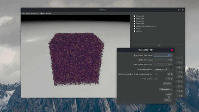 sciview running the Game of Life 3D demo