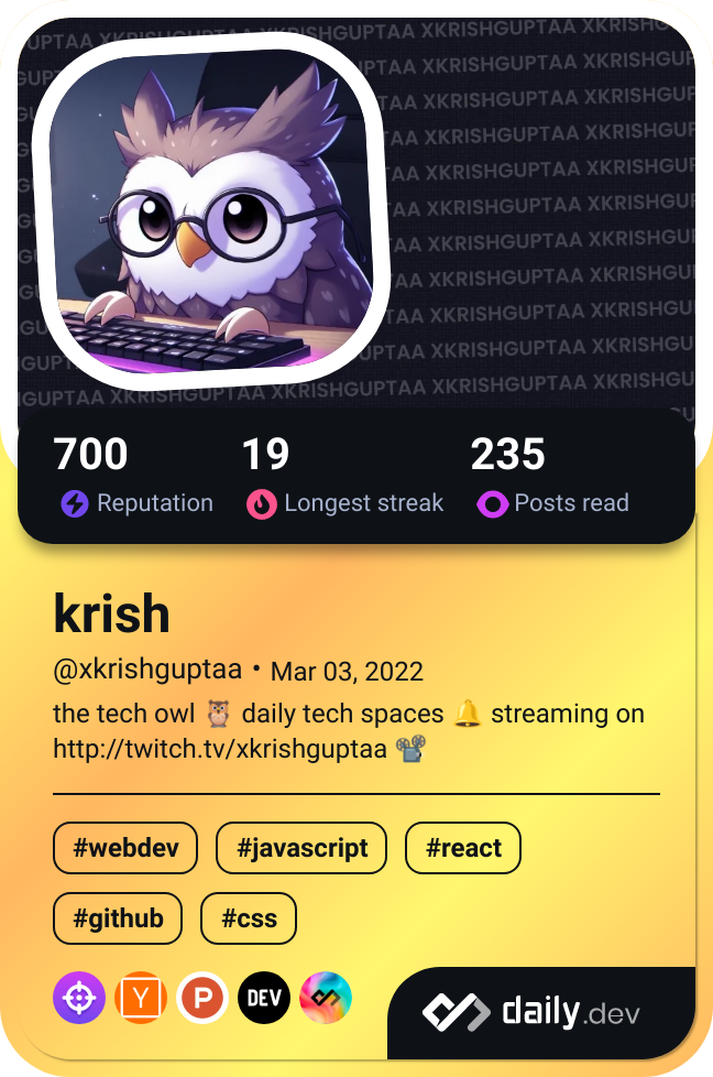 krish's Dev Card