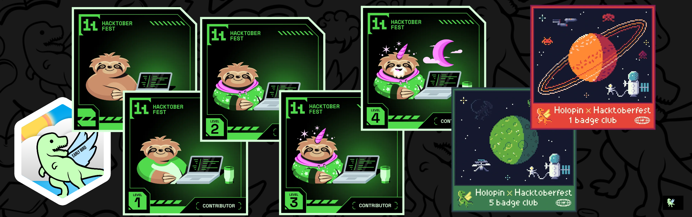 An image of @minuwu's Holopin badges, which is a link to view their full Holopin profile