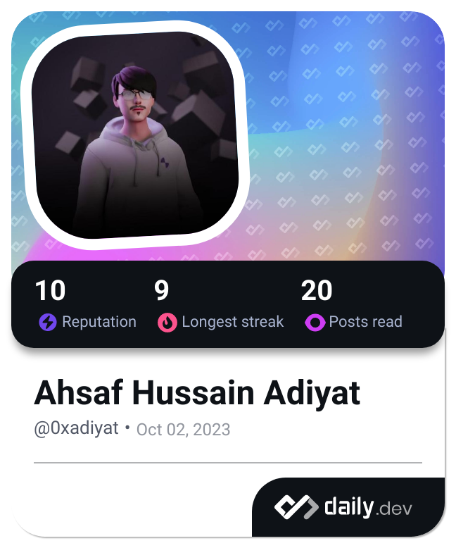 Ahsaf Hussain Adiyat's Dev Card