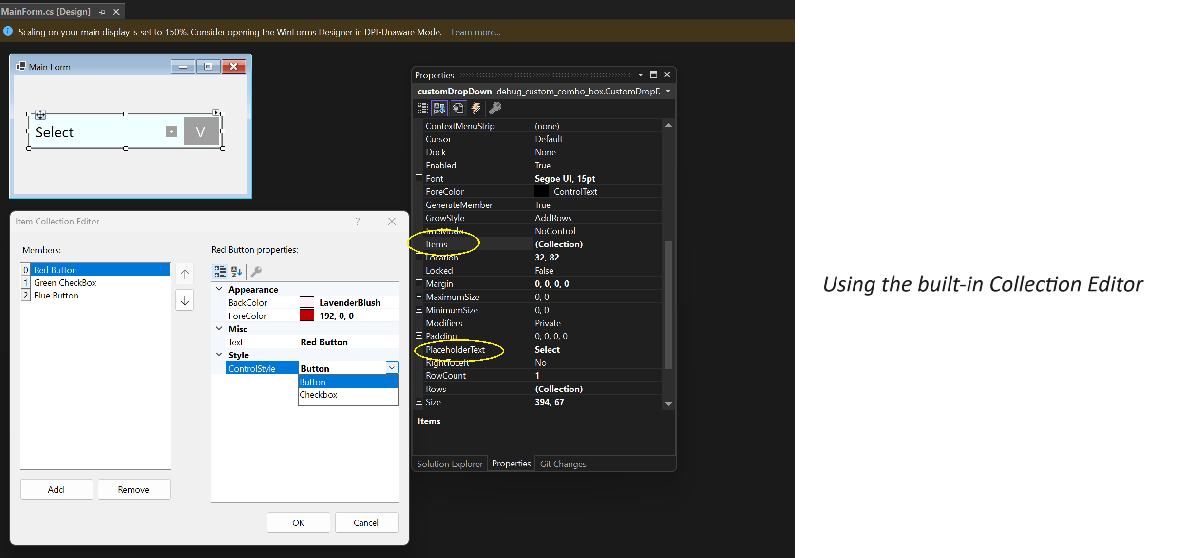 windows forms designer window