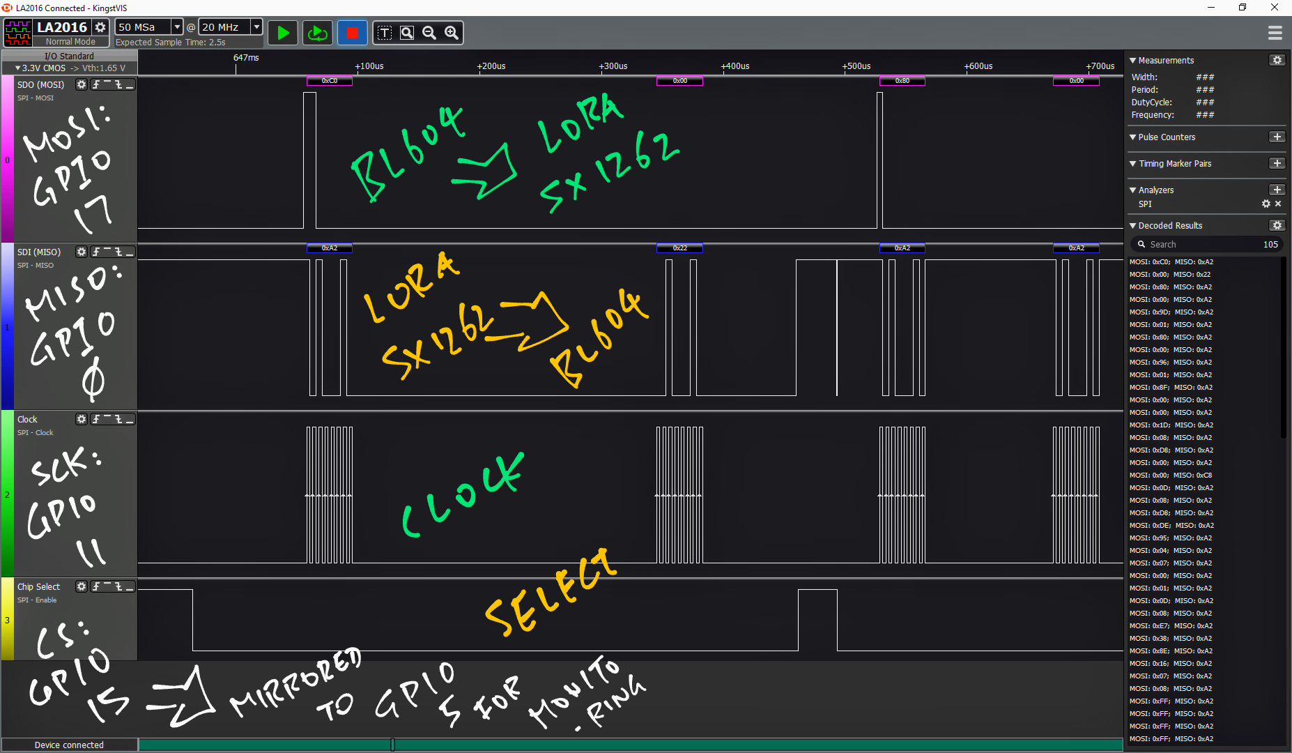 LoRa SX1262 with Logic Analyser