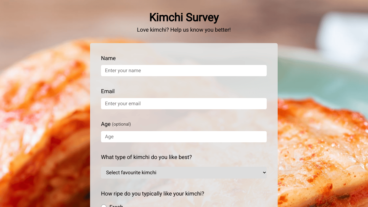 Survey Form preview