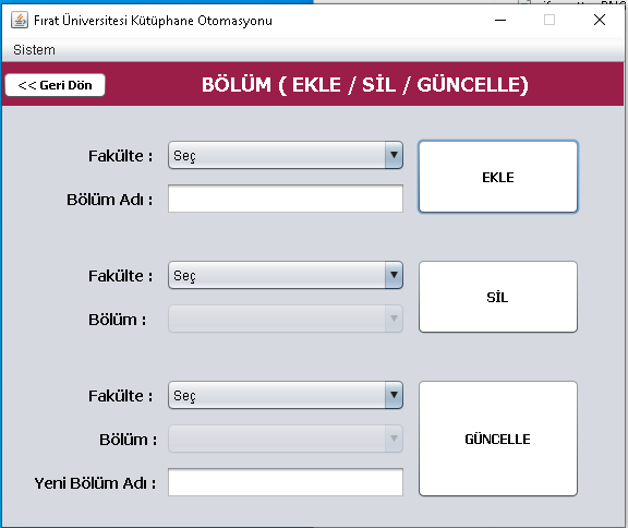 Bölüm İşlemleri