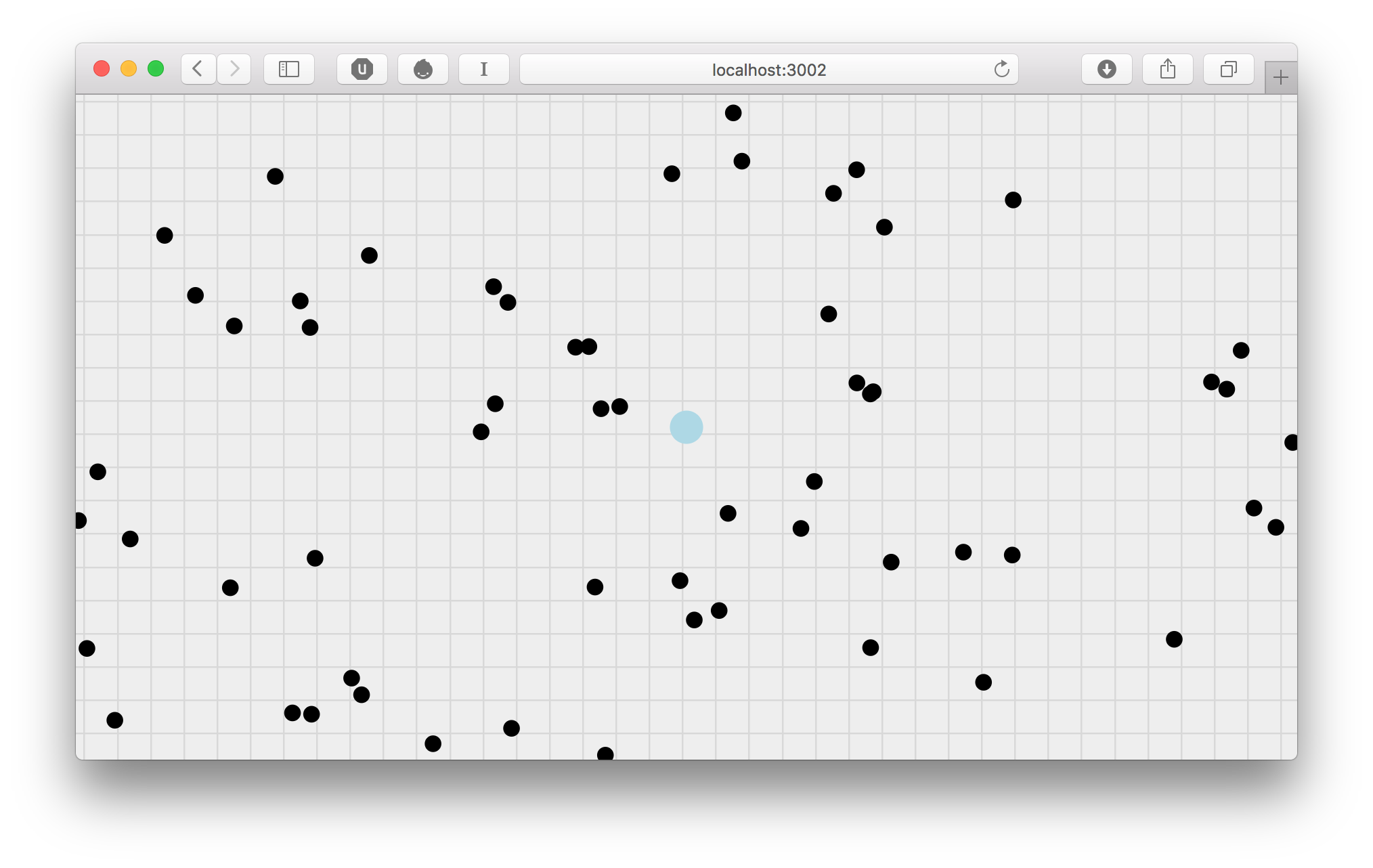 Screenshot of playing field with grid