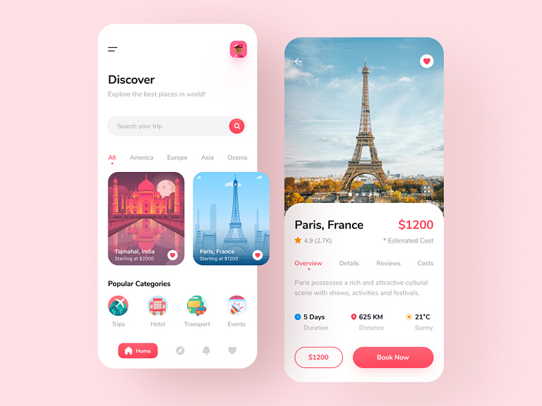 travel app ui to match