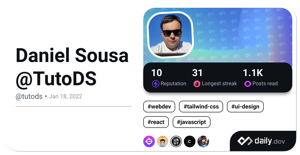 Daniel Sousa @TutoDS's Dev Card