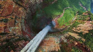Aerial view of Churún Merú waterfall, Venezuela (© AirPano LLC/Amazing Aerial Agency)