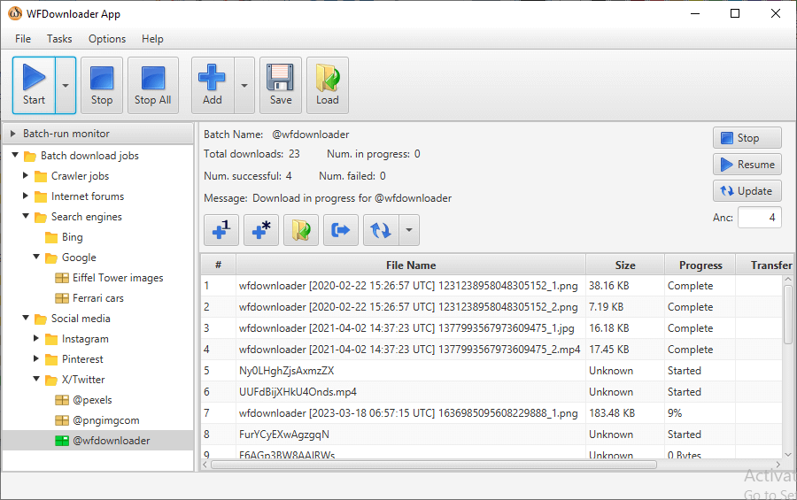 WFDownloader main window