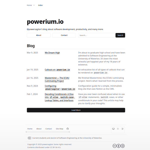 home page of powerium.io