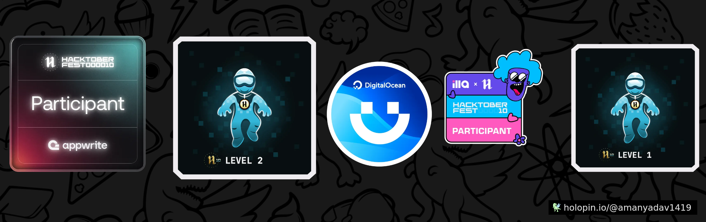 An image of @amanyadav1419's Holopin badges, which is a link to view their full Holopin profile