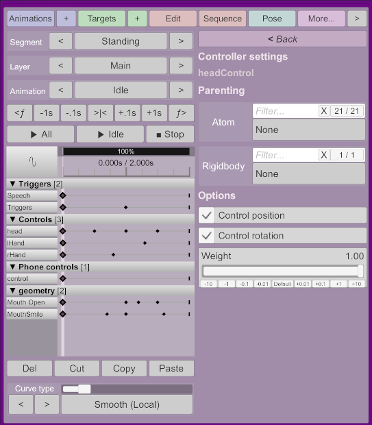 Controller settings screen