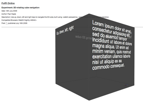 3D cube interface using new WebKit transforms