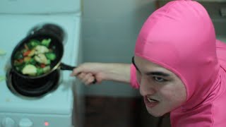 PINK GUY COOKS STIR FRY AND RAPS
