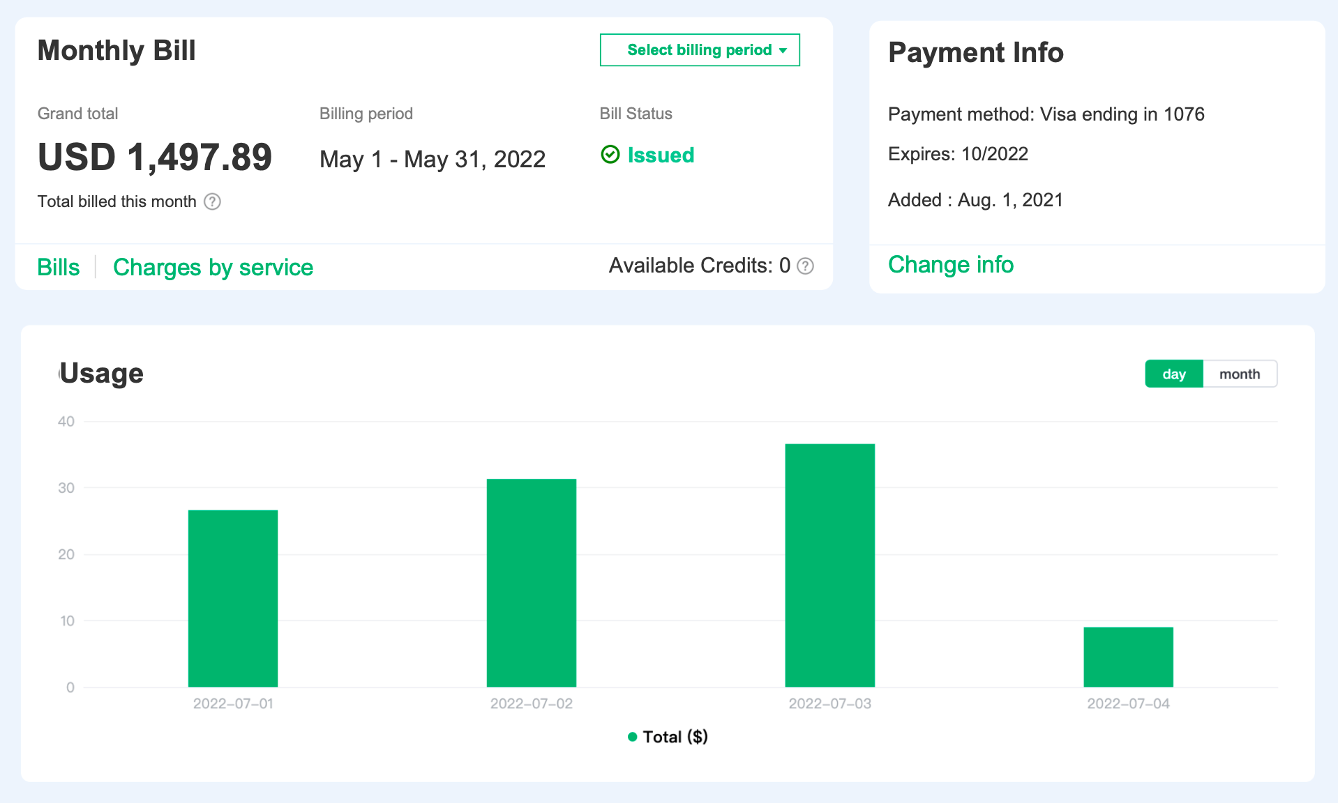 New Billing Dashboard