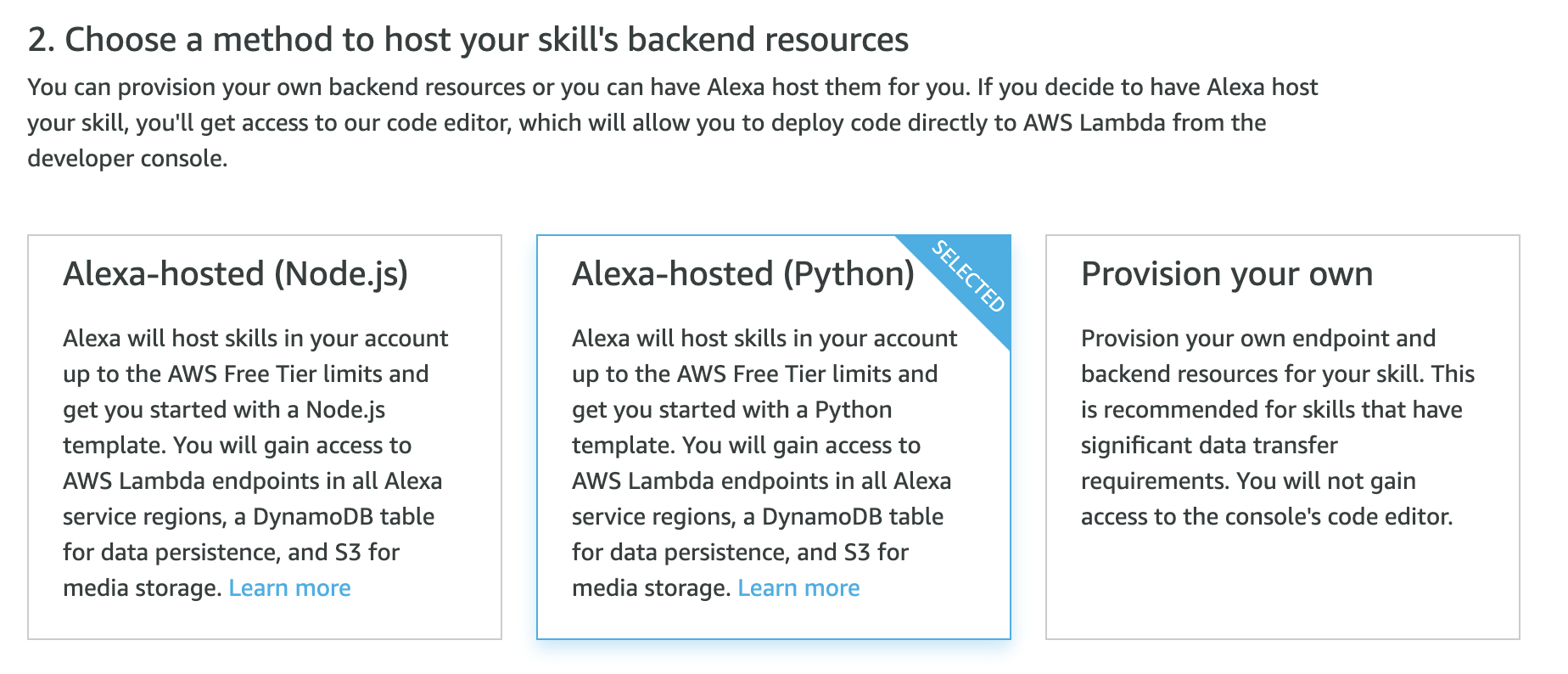 Pick Python as the hosted backend