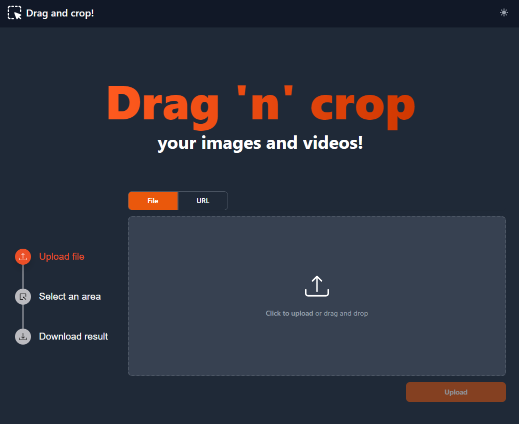 Drag and crop landing page