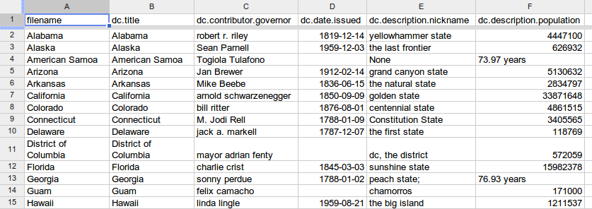 Image of a sample input spreadsheet with metadata