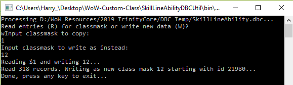 Writing new SkillLineAbility.dbc data