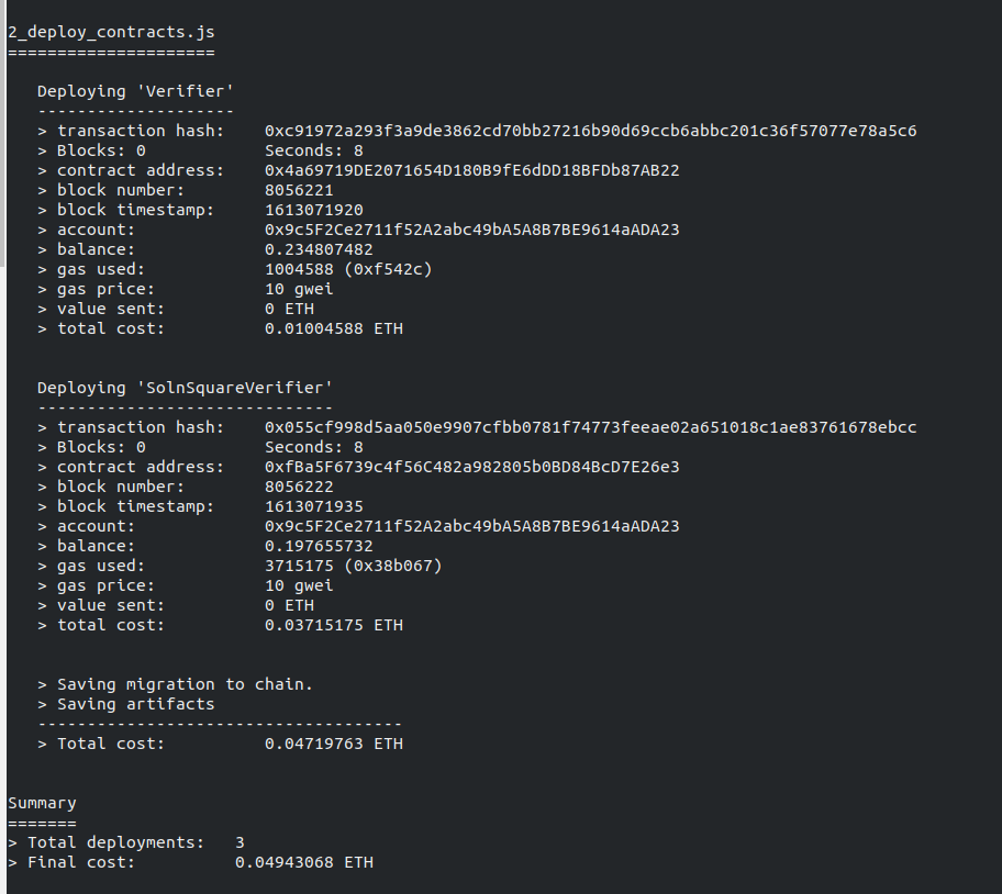 contracts deployed logs