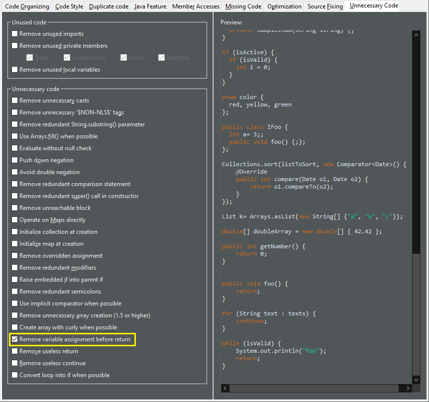 return without assignment preferences