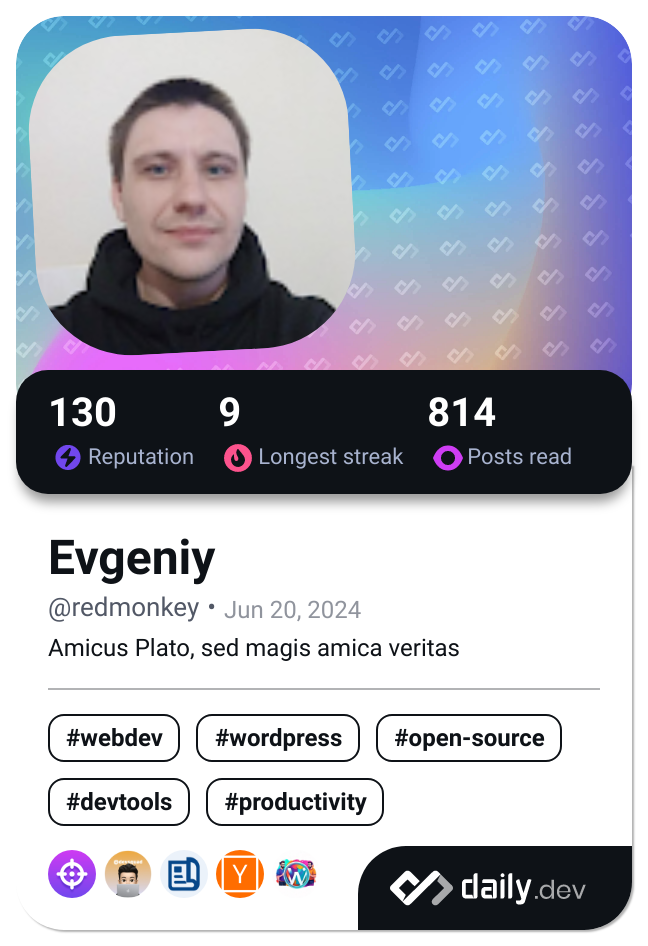 Evgeniy's Dev Card