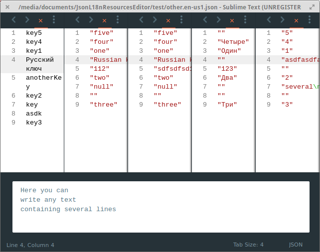 Multiple rows strings editor