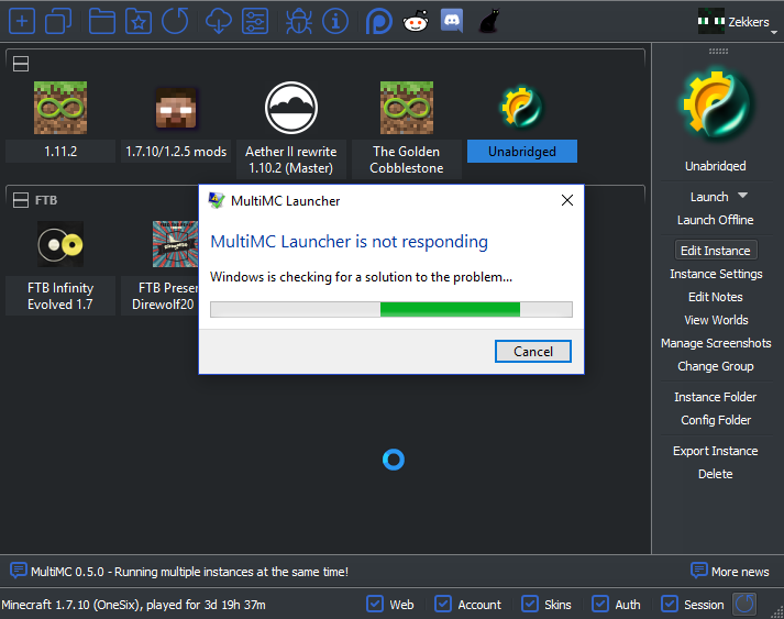 Crash when using 'Edit Instance' · Issue #1800 · MultiMC/Launcher · GitHub