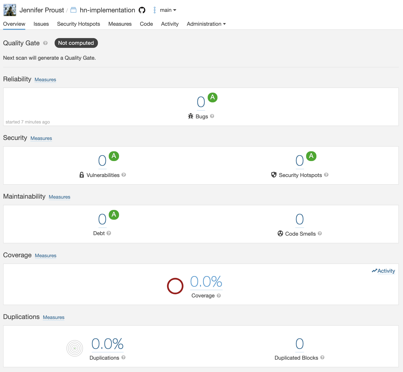 Sonarcloud job