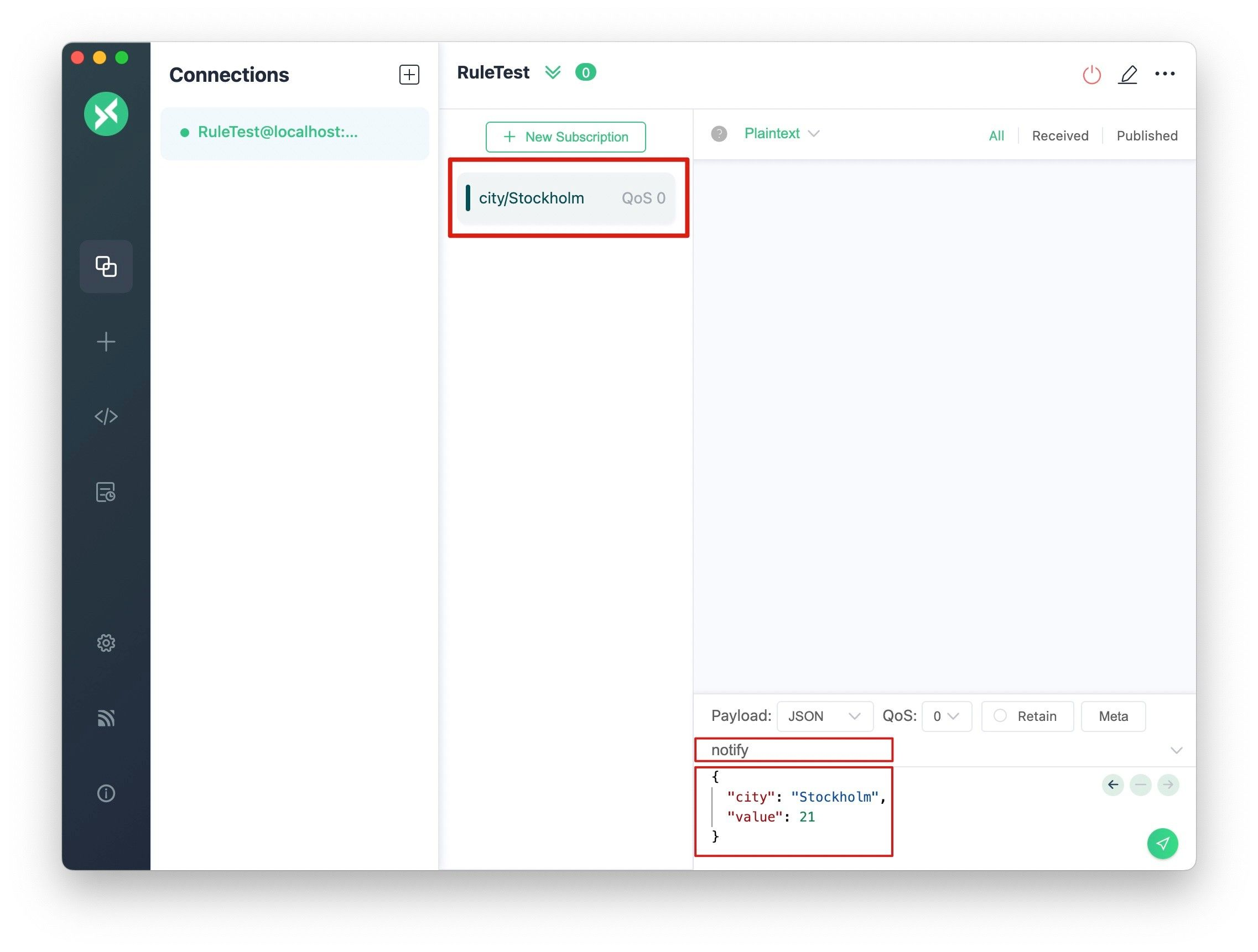 Publish MQTT messages