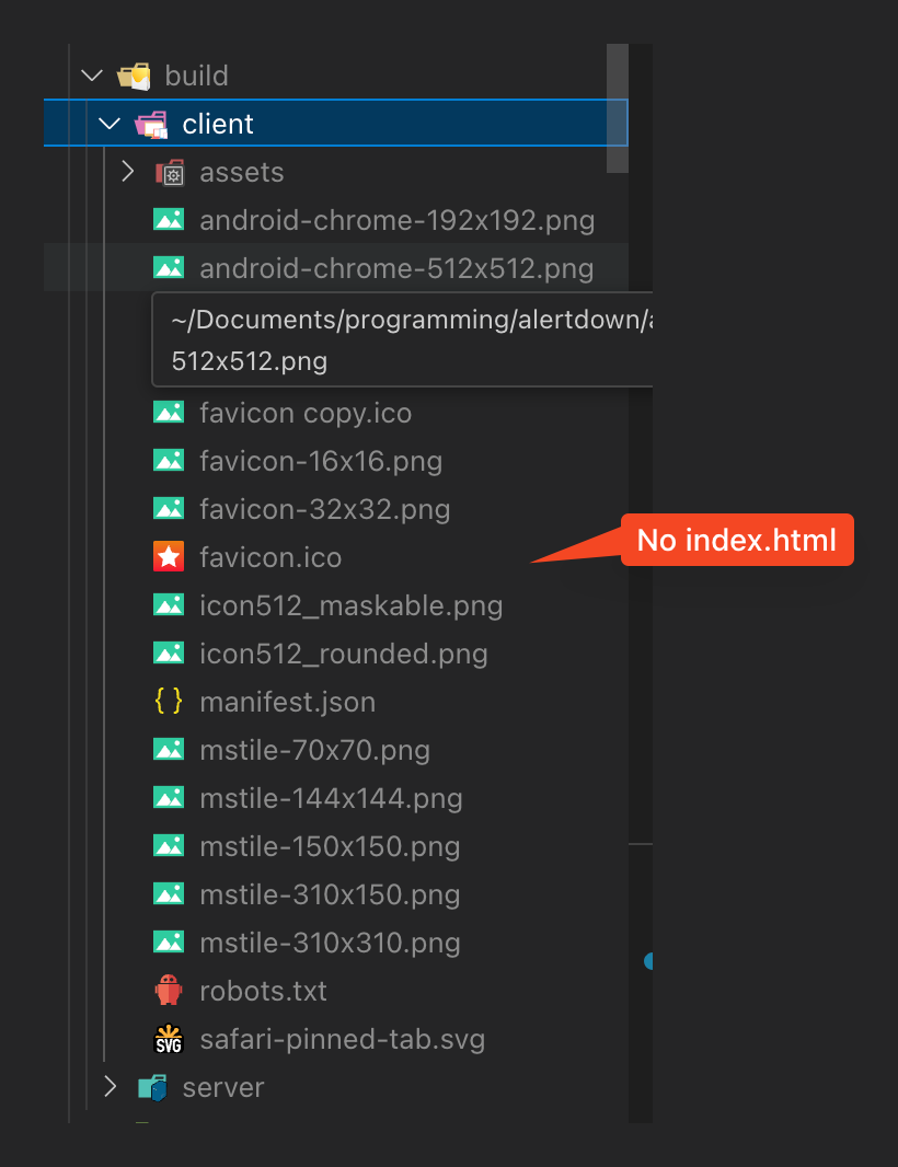 No index.html in the build process