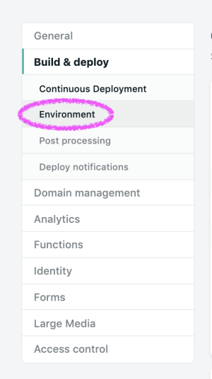 select environment from left hand nav