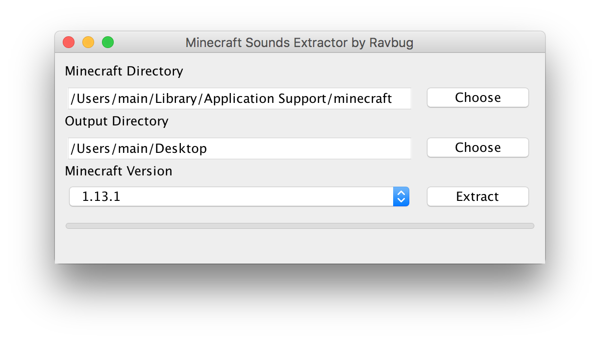 Screenshot of main window on Mac