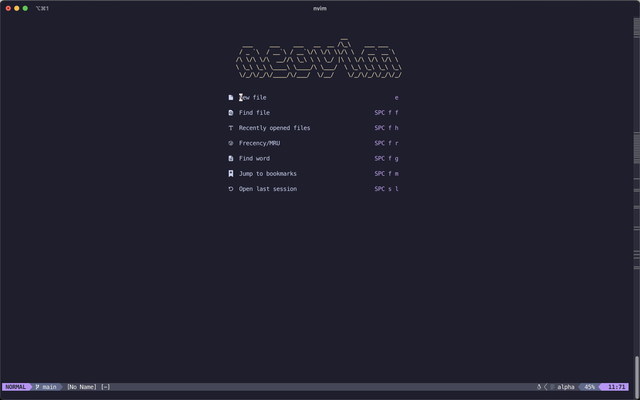 neovim dashboard