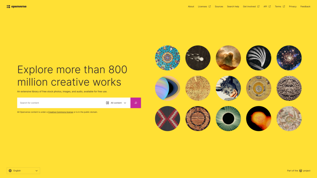 Openverse homepage screenshot