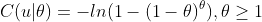  C(u|\theta) = -ln(1-(1-\theta)^{\theta}), \theta \geq 1 