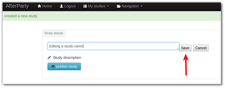 editing a study name