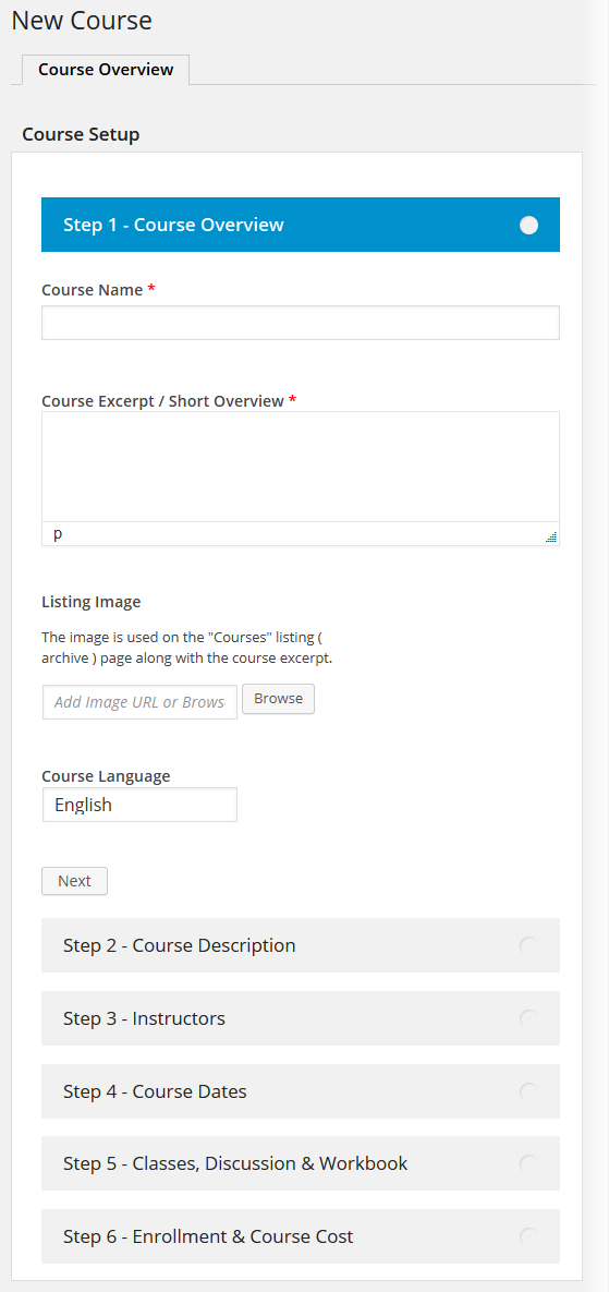 CoursePress - New Course - Course Overview