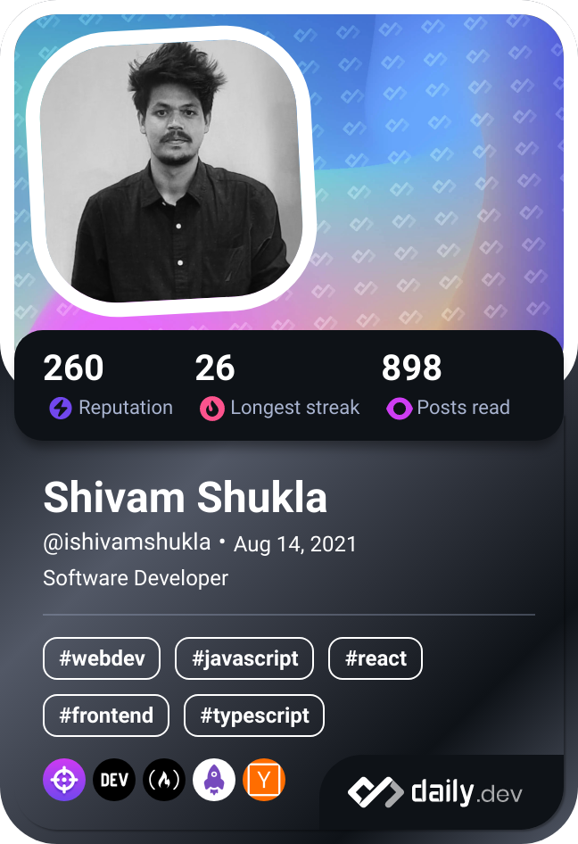 Shivam Shukla's Dev Card