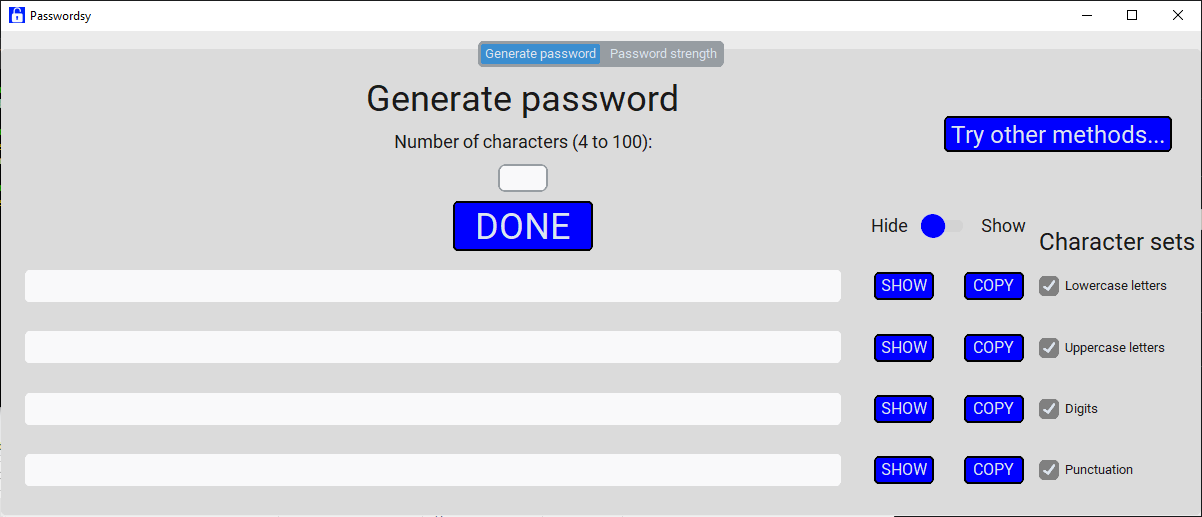 New light-mode password-generation interface