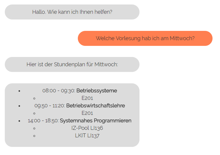 IWIBot Stundenplan Beispiel Eingabe und Ausgabe