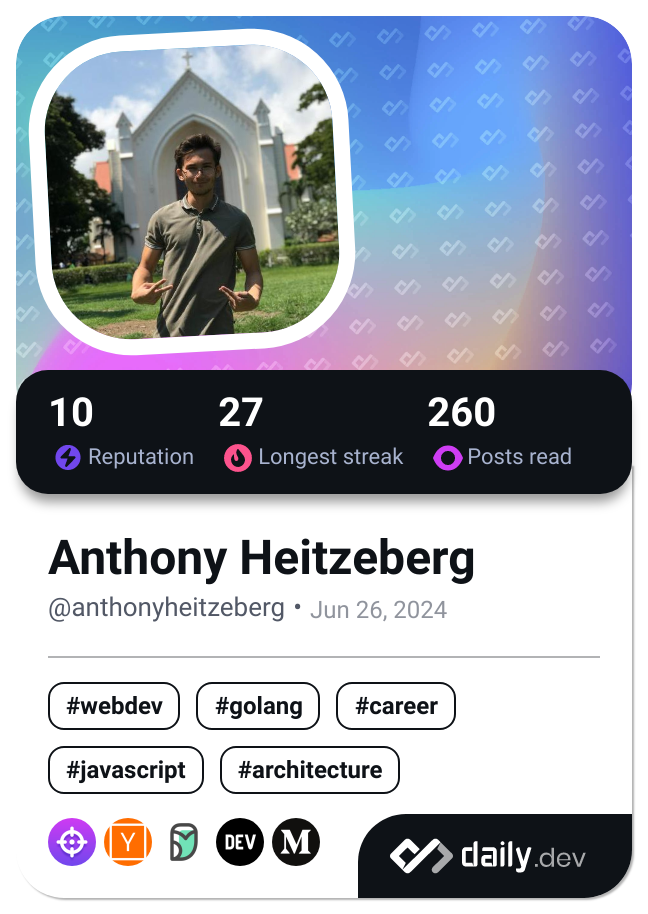 Anthony Heitzeberg's Dev Card