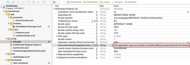 xcode project location services alert