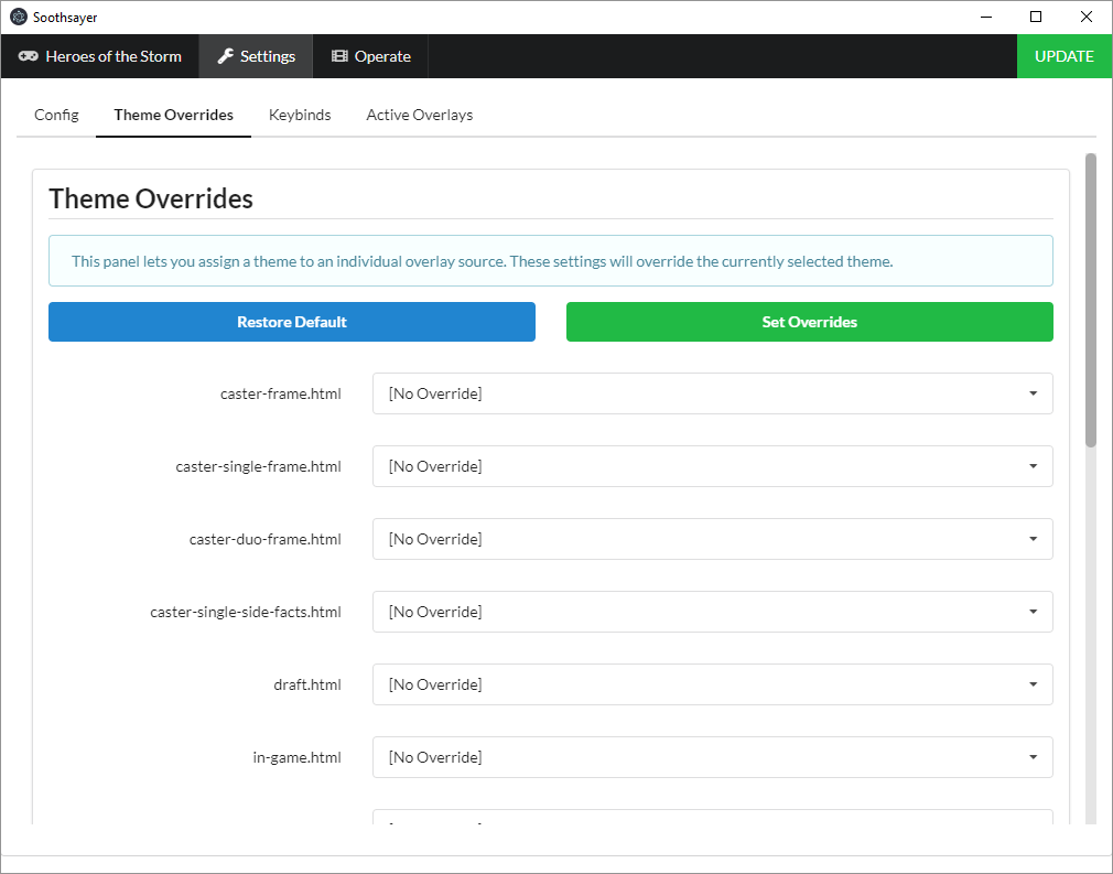 Theme Overrides Tab